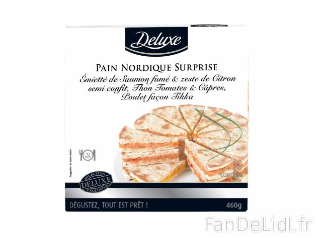 Pain nordique surprise1 , prezzo 8.99 € per 460 g 
- Assortiment de pains garnis ...