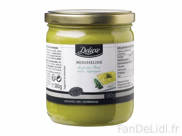 Mousseline1 , prezzo 2.49 € per 380 g au choix 
- Au choix : petits pois-asperges ...