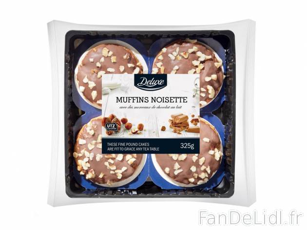 4 muffins chocolat au lait et noisettes1 , prezzo 2.29 € per 325 g 
    
