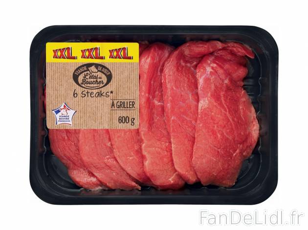 6 steaks de bœuf à griller1 , prezzo 5.99 € per 600 g 
    