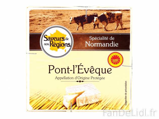 Petit Pont-l’Evêque AOP1 , prezzo 1.69 € per 220 g 
-  Lait de vache