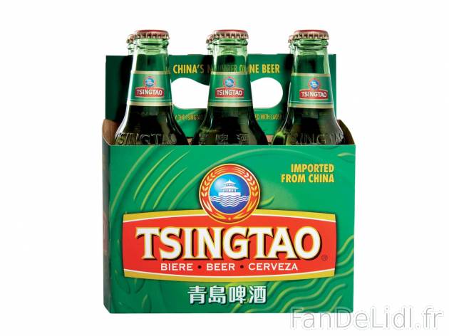 6 bières Tsingtao1 , prezzo 3.99 € per 6 x 33 cl 
-  4,7 % Vol.