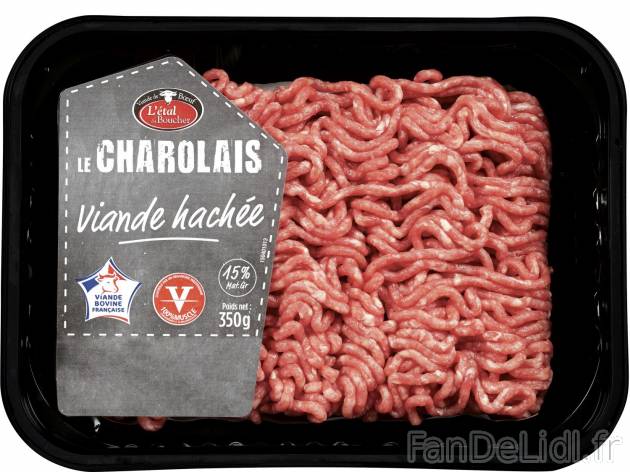 Viande hachée Charolaise1 , prezzo 3.09 &#8364; per 350 g 
-  15 % Mat. Gr.