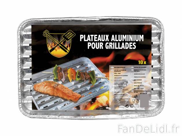 10 plateaux aluminium pour grillades , prezzo 2.49 &#8364; per 10 plateaux 
&nbsp;&nbsp;&nbsp; ...