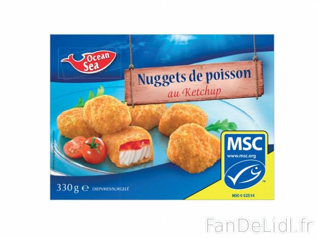 Nuggets de poisson , prezzo 2.49 € per 330 g au choix, 1 kg = 7,55 € EUR. 
- ...