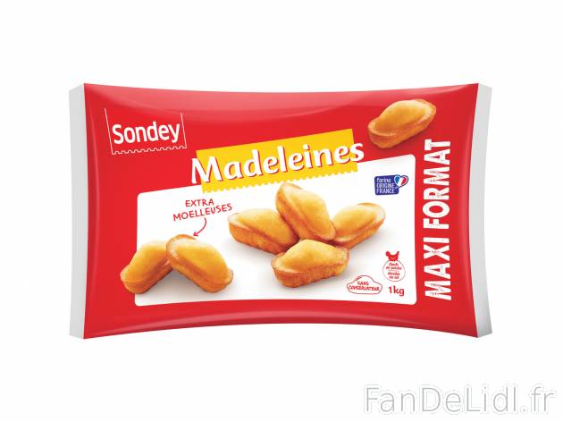 Madeleines extra moelleuses , le prix 2.29 €  
-  Format familial