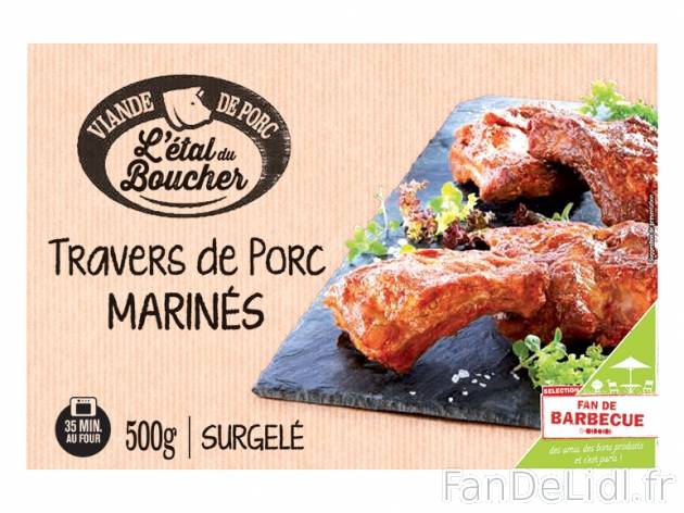 Travers de porc marinés , prezzo 3.49 € per 500 g au choix, 1 kg = 6,98 € EUR. ...