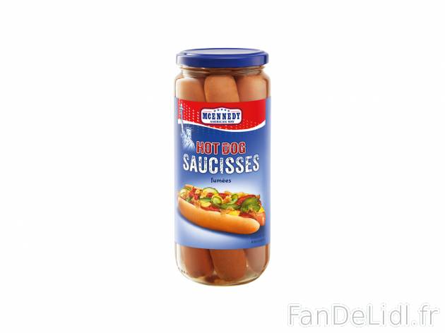 Saucisses pour hot dog , le prix 1.69 €  
-  À base de viande de porc