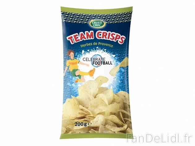 Chips aromatisées , prezzo 0.99 € per 200 g au choix, 1 kg = 4,95 € EUR. 
- ...