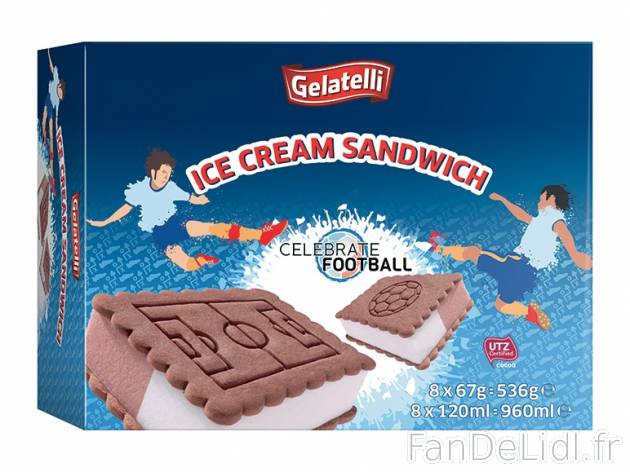 8 glaces sandwich vanille-chocolat , prezzo 2.09 € per 8 x 67 g, 1 kg = 3,90 € ...
