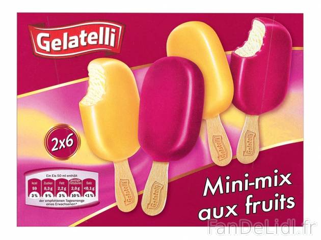 Mini-mix aux fruits , prezzo 2.29 € per 12 x 36 g, 1 kg = 5,30 € EUR.