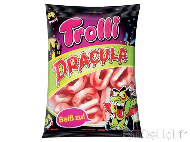 Bonbons dentiers Dracula , prezzo 0.99 € per 200 g, 1 kg = 4,95 € EUR.