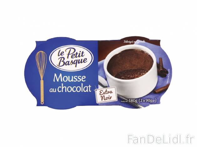 2 mousses au chocolat , prezzo 1.99 € per 180 g, 1 kg = 11,06 € EUR. 
- Inédit ...