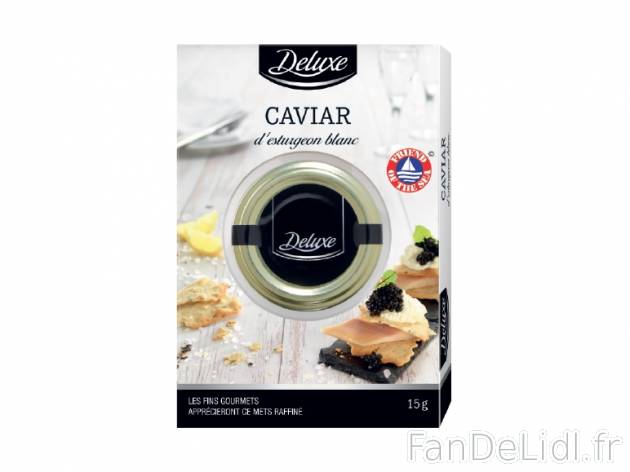 Caviar , prezzo 9.99 € per 15 g, 1 kg = 666,00 € EUR. 
- Inédit chez Lidl ...