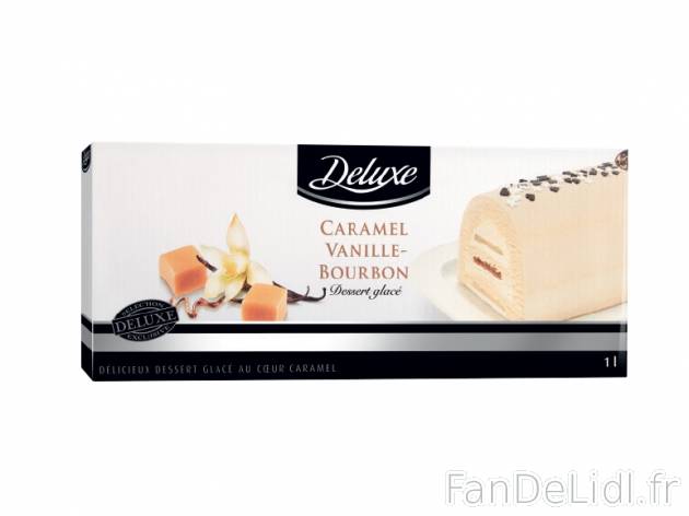 Bûche glacée vanille Bourbon et caramel , prezzo 3.69 € per 610 g, 1 kg = 6,05 ...