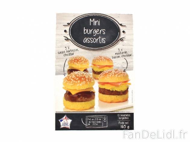 10 mini burgers , prezzo 3.99 € per 165 g, 1 kg = 24,18 € EUR. 
- Assortiment ...