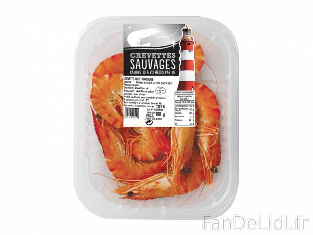 Grosses crevettes sauvages cuites entières , prezzo 8.99 € per 300 g, 1 kg = ...