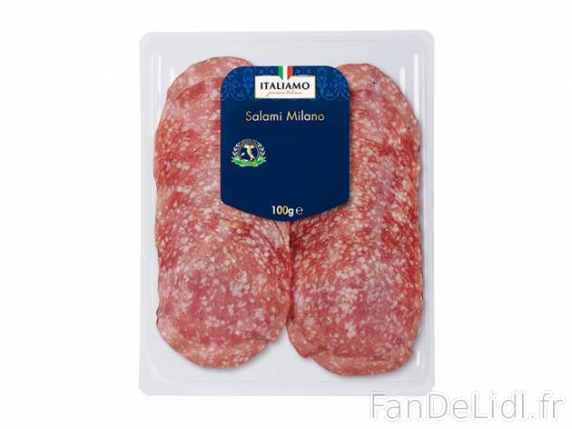 Salami italien en tranches , prezzo 1.49 € per 100 g au choix, 1 kg = 14,90 € ...