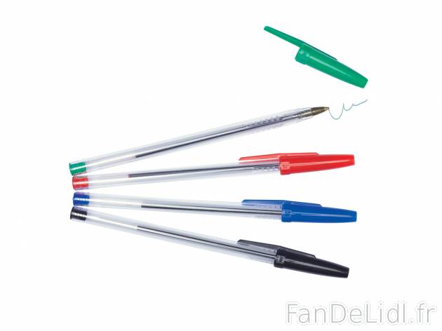 25 stylos à bille , prezzo 1.99 € per Le lot 
- 4 verts, 5 rouges, 5 noirs et ...