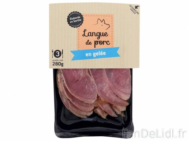 Langue de porc en gelée , le prix 3.09 € 
- 3 tranches
- Sans phosphates
- ...
