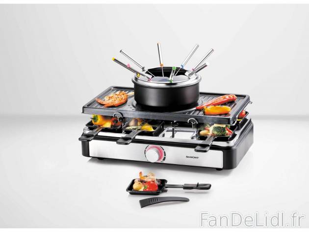 Appareil combiné raclette, gril et fondue , le prix 54.99 &#8364; 
- Pour griller ...