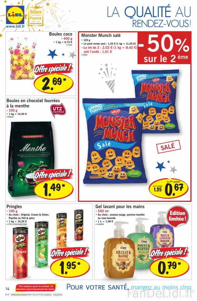Amuse-bouches dans Lidl: Boules Coco, Monster Munch salé, Boules en chocolat furrées ...