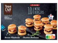 10 mini burgers , le prix 4.19 € 
- Cheddar - barbecue & ...