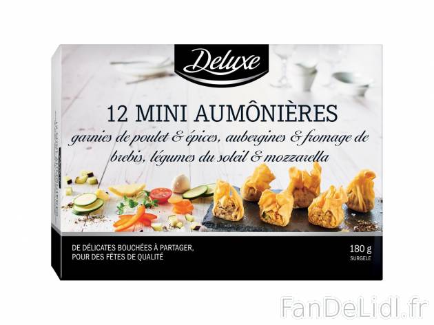12 mini aumônières apéritives1 , prezzo 3.29 € per 180 g 
- Assortiment : ...
