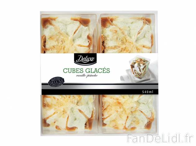 4 cubes glacés1 , prezzo 3.99 € per 400 g au choix 
- Au choix : vanille-pistache ...