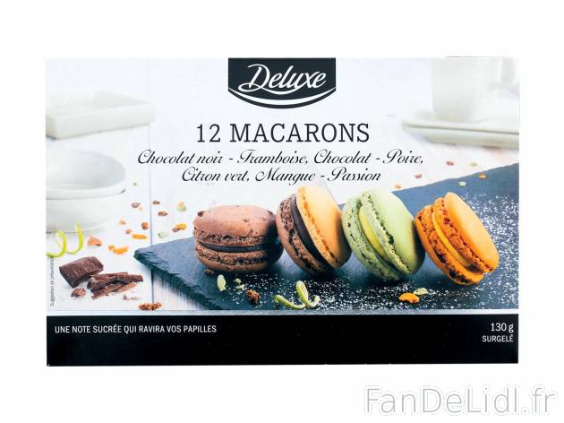 12 macarons1 , prezzo 3.49 € per 130 g 
- Assortiment chocolat noir-framboise, ...