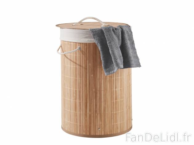 Panier à linge en bambou , prezzo 11.99 € 
- Sac à linge amovible et lavable ...