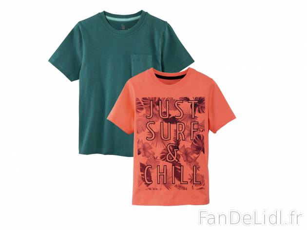 T-shirts pour garçon , prix 4.99 €. 
- 100 % coton
- Lot de 2
- 3 modèles ...