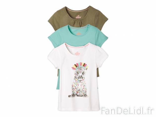 T-shirts , prezzo 4.99 €  
-  100 % coton
-  Lot de 3
-  3 coloris au choix