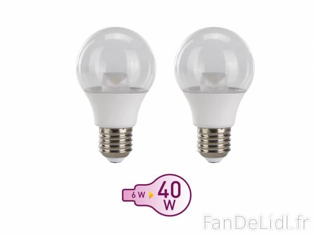 Ampoules LED , prezzo 3.99 € 
- Lot de 2
- Au choix : E27 : 11 W équivalent ...