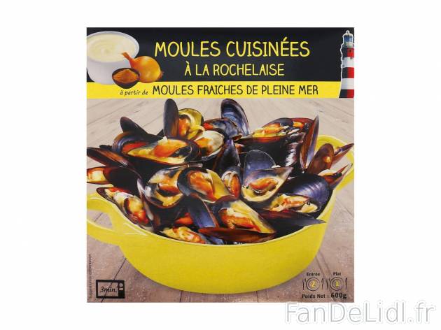 Moules cuisinées à la rochelaise1 , prezzo 3.49 € per 600 g 
- Micro-ondable ...