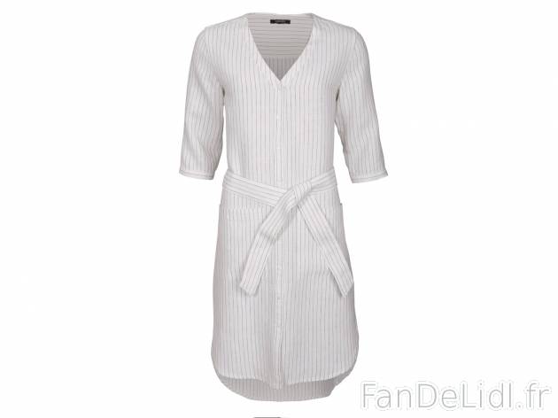 Robe chemise en lin femme , prezzo 12.99 €  
-  100 % lin
-  2 coloris au choix