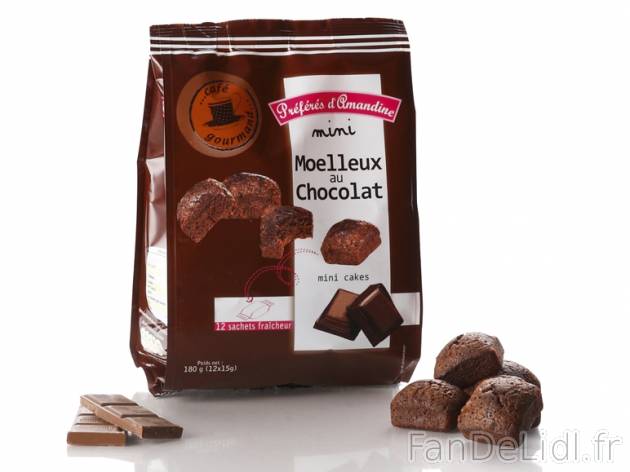 12 mini moelleux au chocolat1 , prezzo 1,79 € per 180 g, 1 kg = 9,94 € EUR. ...