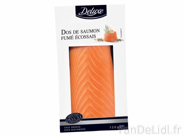Dos de saumon fumé écossais1 , prezzo 4,49 € per 150 g, 1 kg = 29,93 € EUR. ...