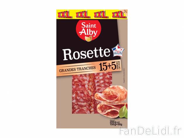 Rosette1 , prezzo 1.35 € per 200 g 
- Le paquet de 15 tranches + 5 tranches GRATUITES ...