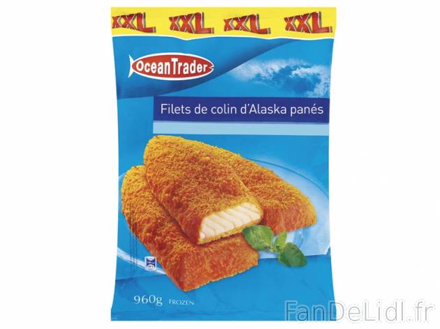 Filets de colin d&#039;Alaska panés , prezzo 3,65 € per 960 g, 1 kg = 3,80 ...