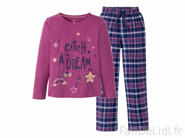 Pyjama fille , prezzo 6.99 €  
-  100 % coton
-  3 coloris au choix
