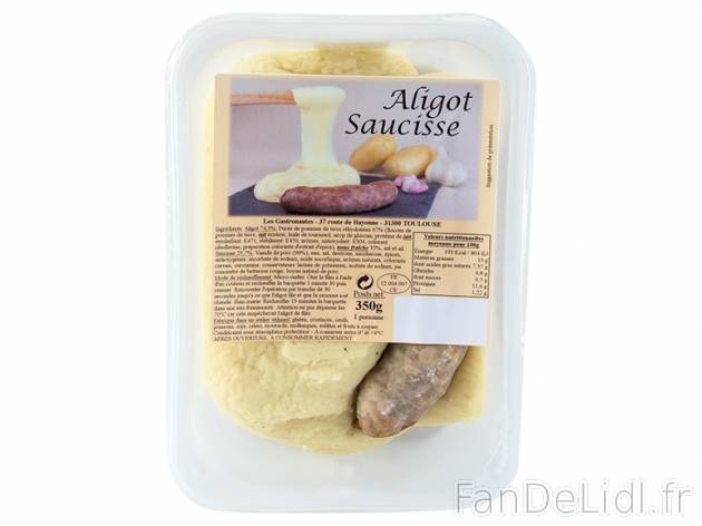 Aligot saucisse , prezzo 2,79 € per 350 g, 1 kg = 7,97 € EUR. 
- Ce plat est ...