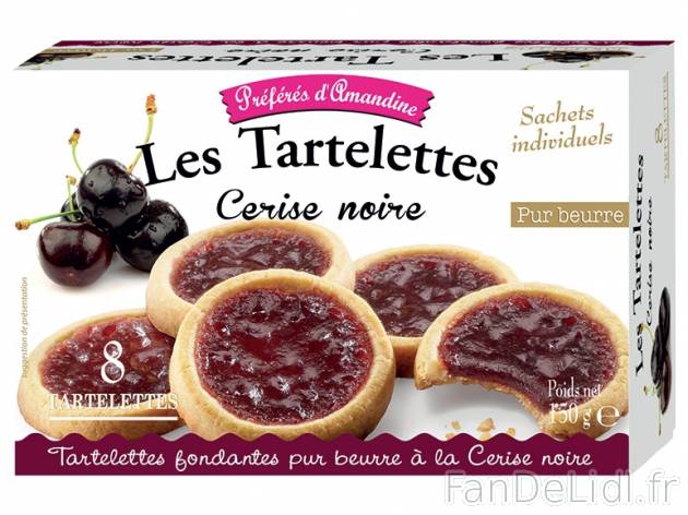 8 tartelettes rondes à la cerise noire française , prezzo 1,29 € per 150 g, ...