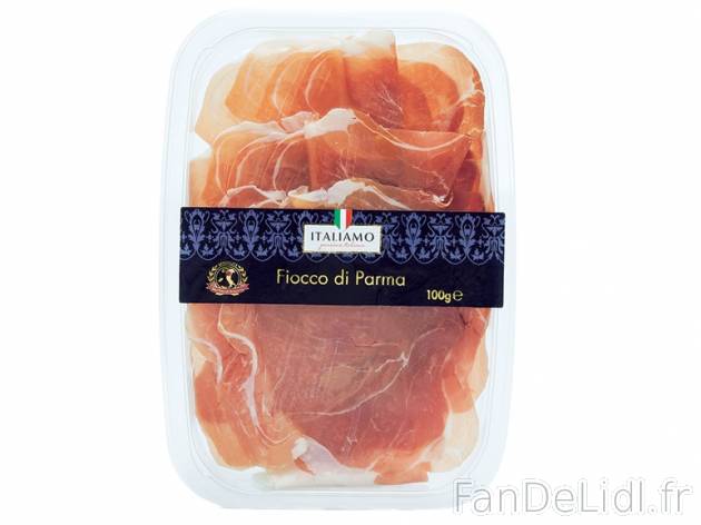 Jambon Fiocco di Parma1 , prezzo 2,99 € per 100 g, 1 kg = 29,90 € EUR.