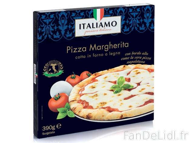 Pizza margherita , prezzo 1,99 € per 390 g, 1 kg = 5,10 € EUR. 
- Cuites au ...