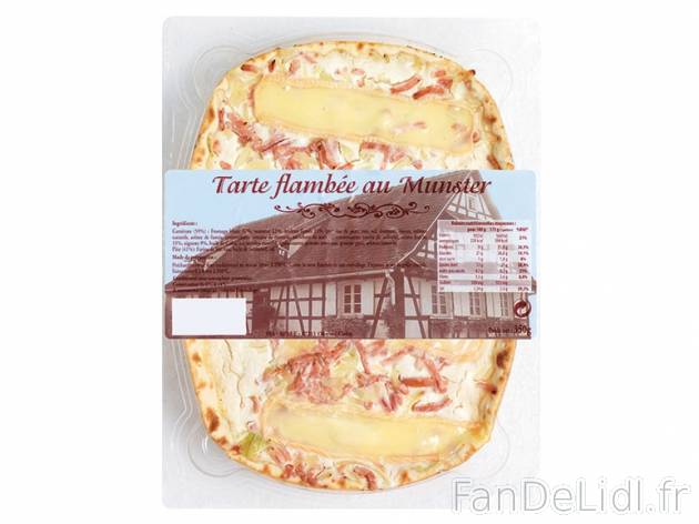 Tarte flambée au Munster , prezzo 2,49 € per 350 g, 1 kg = 7,11 € EUR.