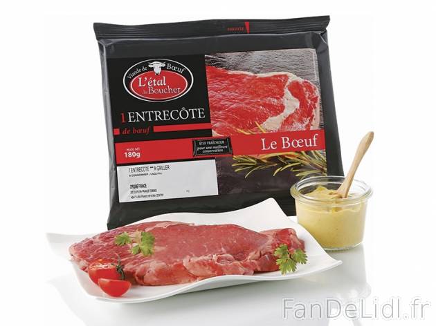 entrecôte , prezzo 3,59 € per 180 g, 1 kg = 19,94 € EUR.