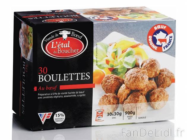 Boulettes au bœuf1 , prezzo 4,35 &#8364; per 30 x 30 g, 1 kg = 4,83 € EUR. ...