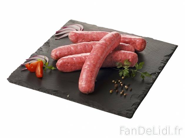 4 saucisses de Toulouse , prezzo 2,09 € per 480 g, 1 kg = 4,35 € EUR.