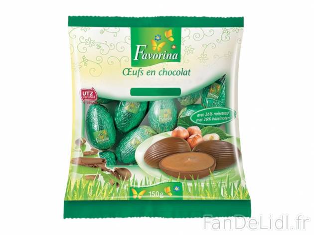 Œufs en chocolat au lait , prezzo 1,19 € per 150 g au choix, 1 kg = 7,93 € ...